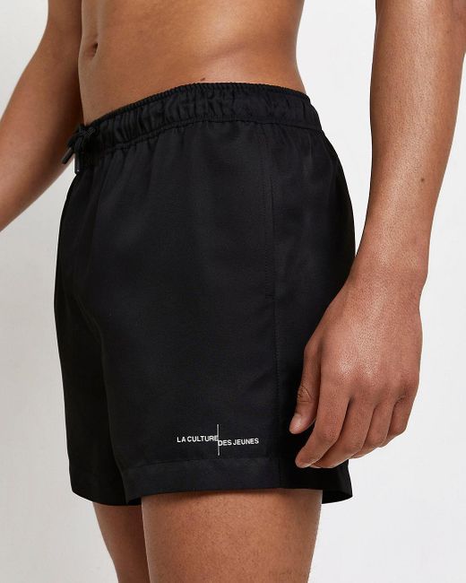 Black Skinny Fit Swim Shorts 