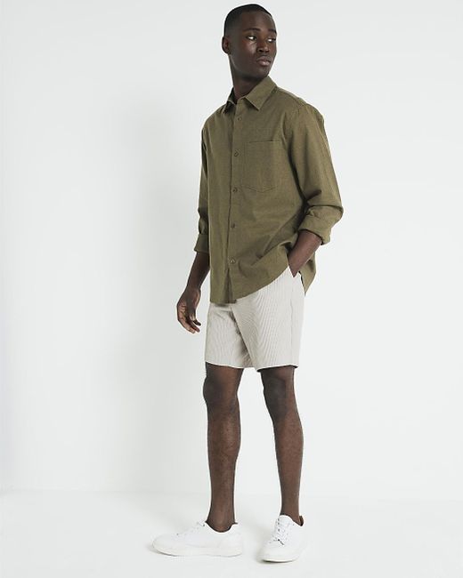 River Island Green Plisse Shorts for men