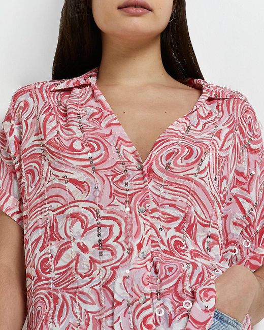 River Island Floral Embellished Shirt 