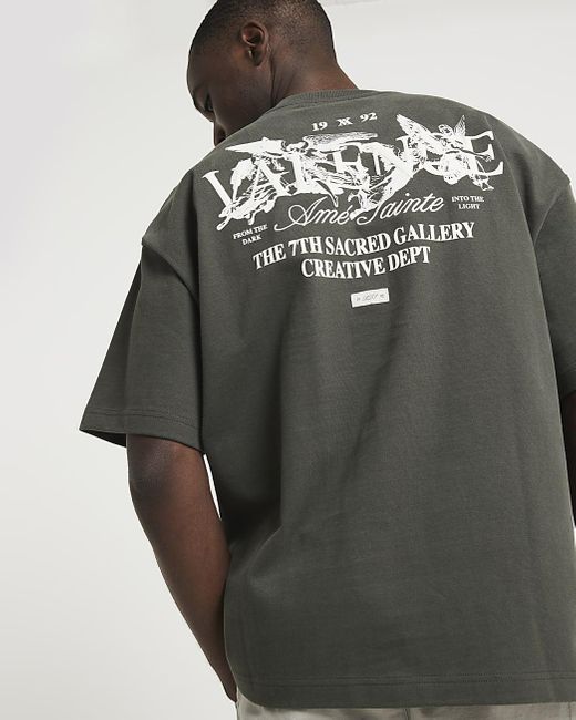 River Island Gray Graphic Print T-shirt for men