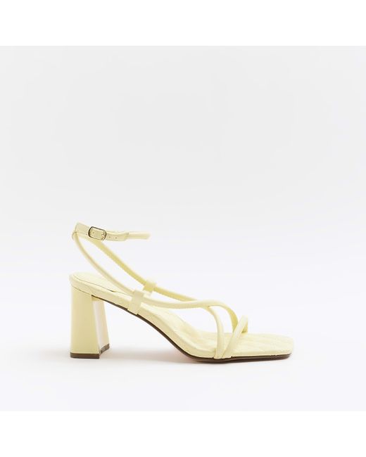 River Island Yellow Wide Fit Strappy Heeled Sandals Lyst UK
