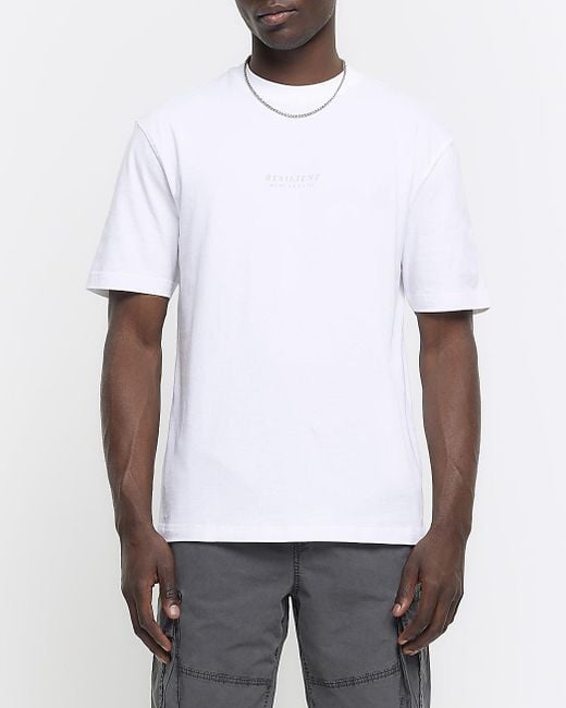River Island White Regular Fit Cherub Graphic T-shirt for men