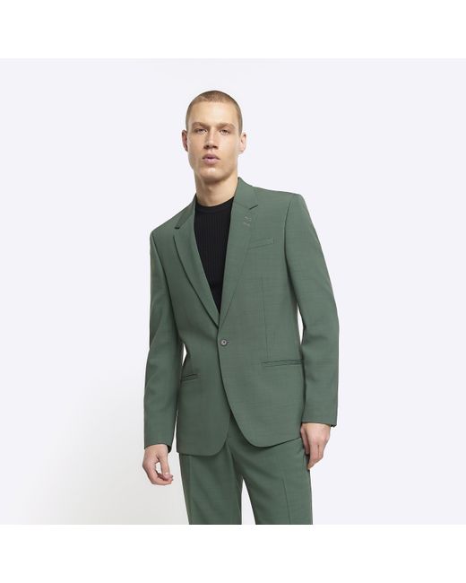 River Island Green Slim Fit Suit Jacket for men