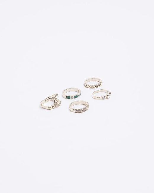 River Island Multipack Chunky Rings in White Lyst