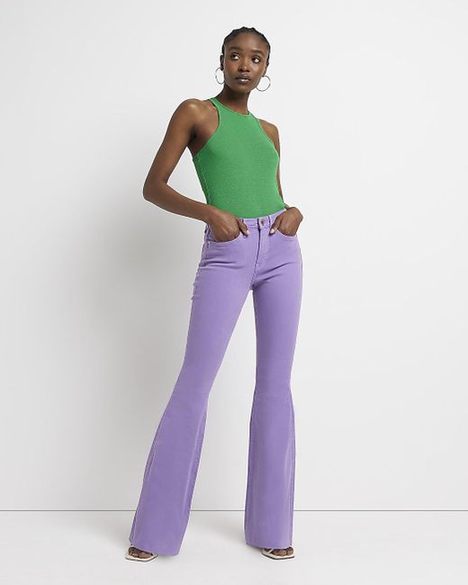 Purple flare cheap jeans