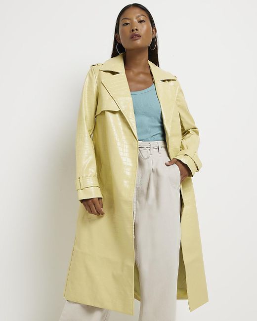 River Island Petite Yellow Longline Trench Coat Lyst