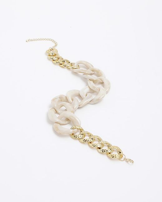 River Island White Resin Chain Link Necklace