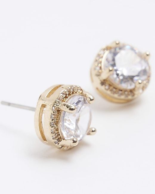 River Island White Diamante Stud Earrings