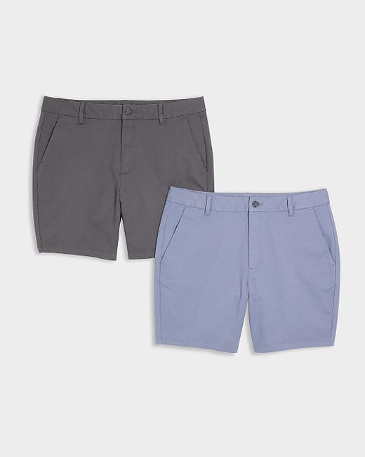 River Island Blue 2pk Grey Skinny Fit Chino Shorts for men