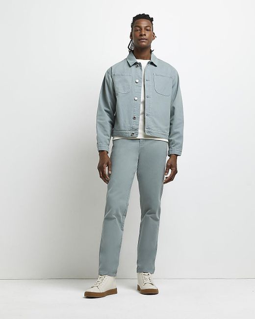 Green Boxy Fit Worker Denim Jacket 