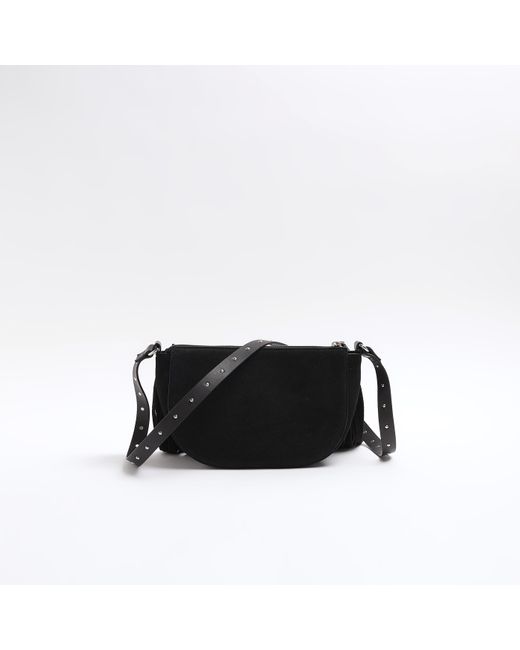 River Island Black Leather Studded Cross Body Bag