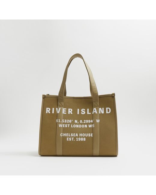 River Island Natural Ri Branded Canvas Shopper Bag
