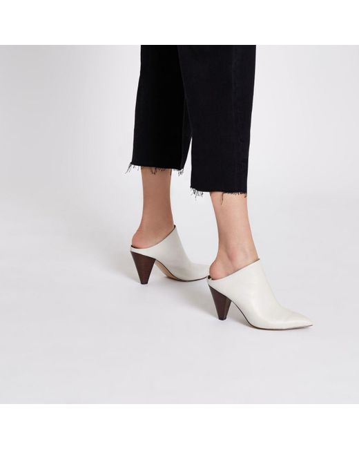 white pointed mule