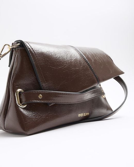 River Island Brown Fold Over Clutch Bag