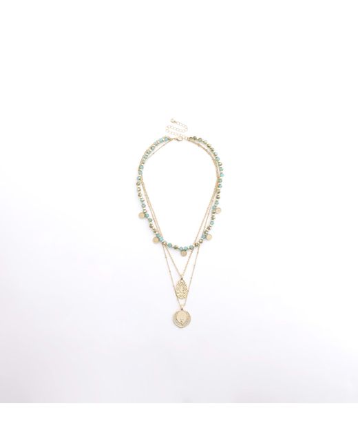 River Island White Colour Charm Layered Necklace