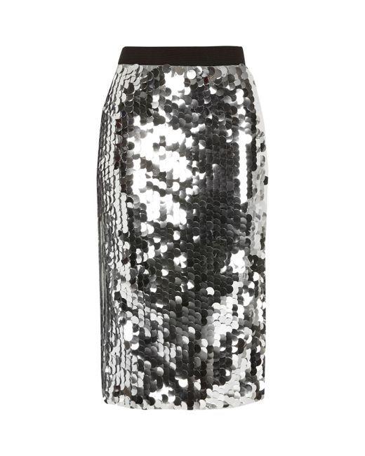 River Island Synthetic Sequin Midi Pencil Skirt in Silver (Metallic) | Lyst