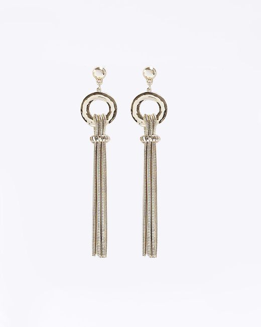 River Island White Gold Knot Drop Earrings