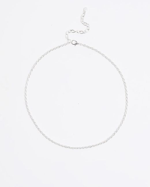 River Island White Silver Twisted Chain Necklace