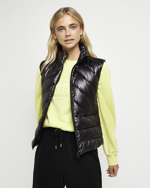 Synthetic Black Quilted Padded Gilet | Lyst