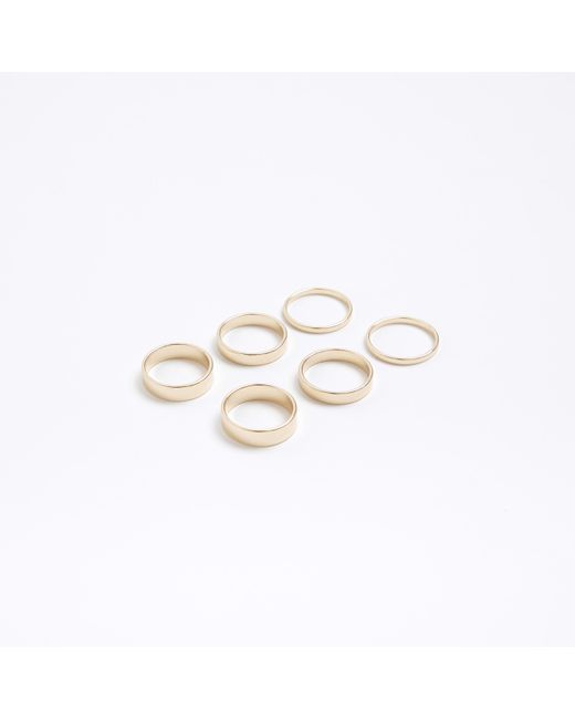 River Island White Gold Band Rings Multipack