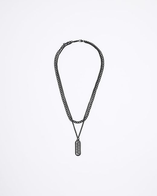 River Island White Black Multirow Necklace for men