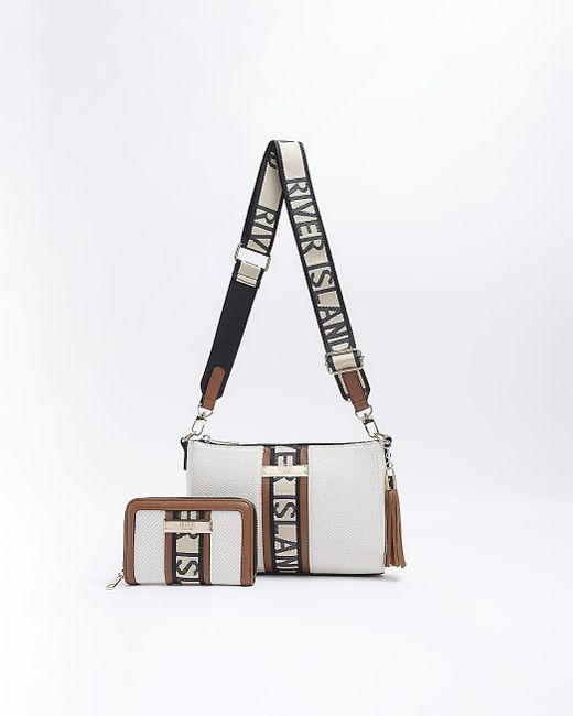 River Island Canvas Shoulder Bag And Purse in White Lyst
