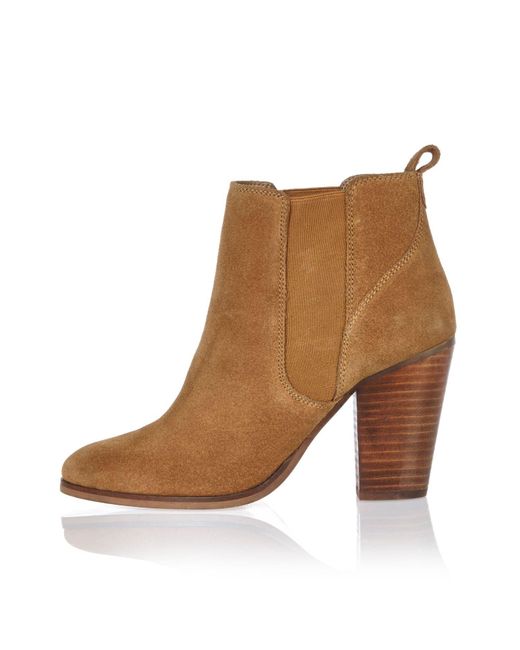 River Island Brown Tan Suede Heeled Ankle Boots