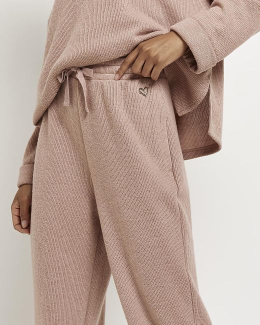 River Island Pink Knitted joggers | Lyst