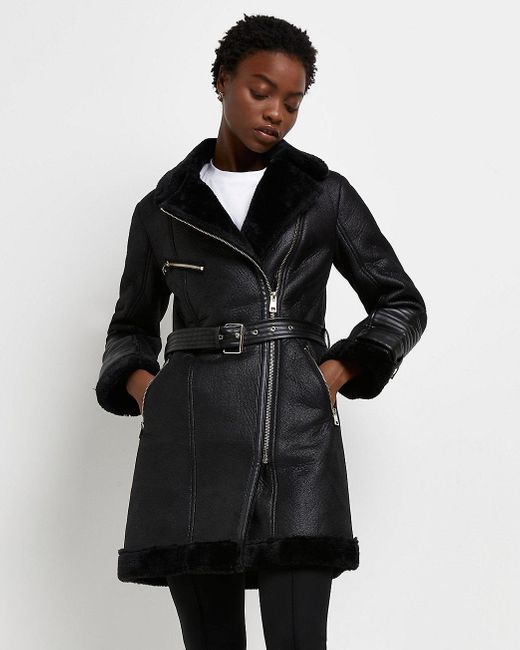river island black aviator jacket