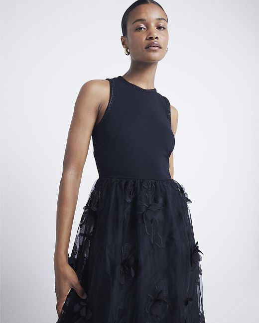 Flower embellished dress hotsell