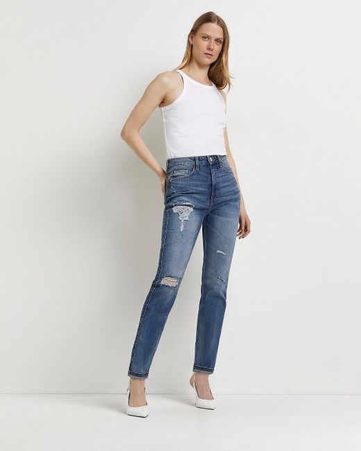 River Island Denim Ripped High Waisted 