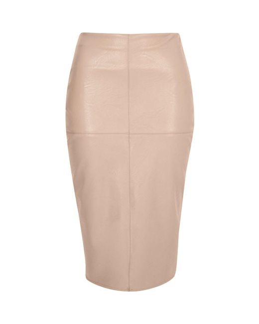 River Island Pink Nude Faux Leather Pencil Skirt