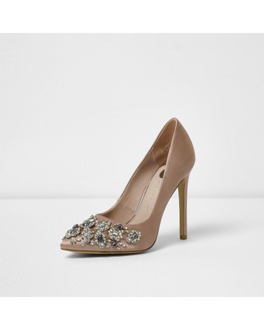 River Island Gold Satin Diamante 