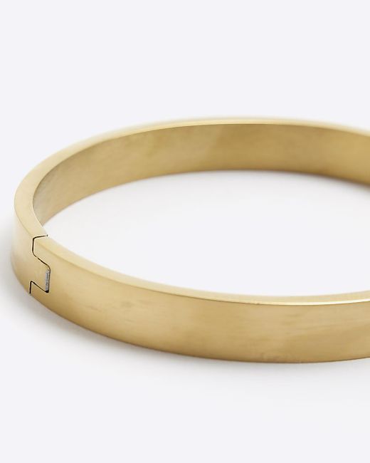 River Island White Gold Colour Stainless Steel Bangle Bracelet for men