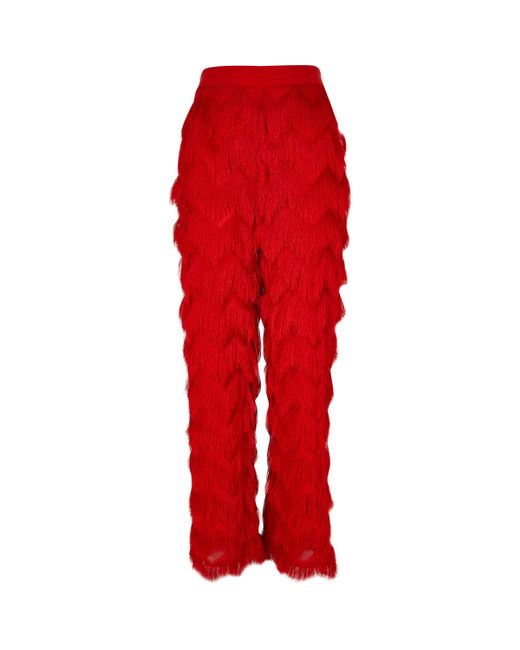 River Island Red All Over Fringe Wide Leg Trousers