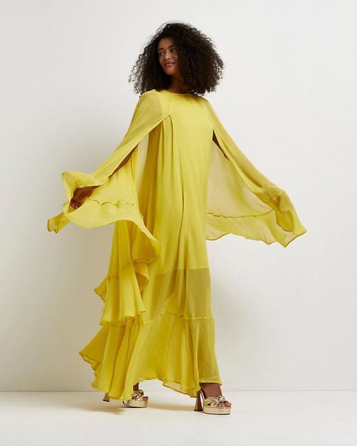 River Island Yellow Layered Maxi Dress