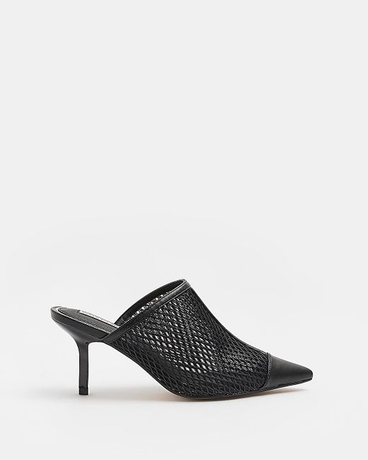 River Island Black Backless Heeled Court Shoes Lyst Australia