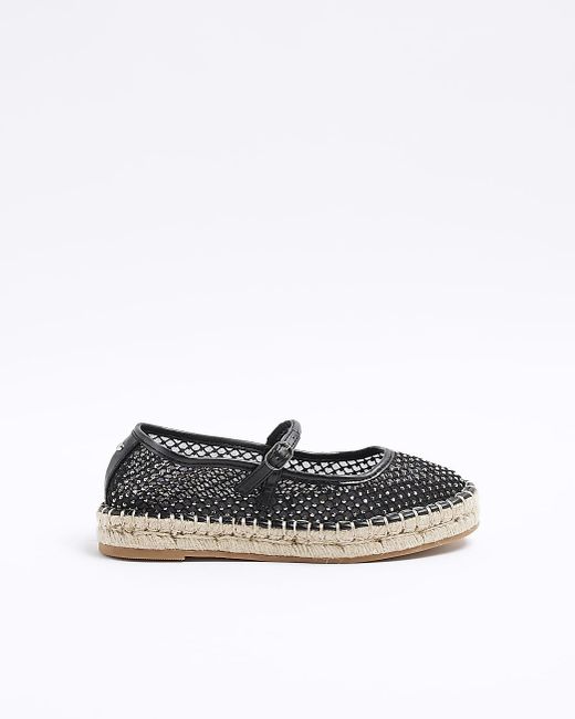 River Island White Mesh Diamante Espadrille Shoes