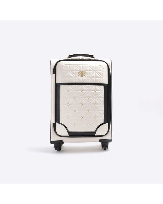 River Island Black Quilted Pearl Suitcase