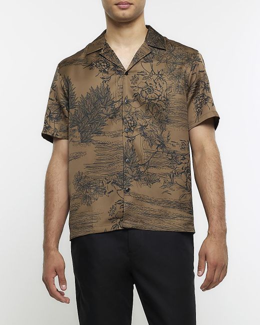 River Island Green Regular Fit Floral Shirt for men