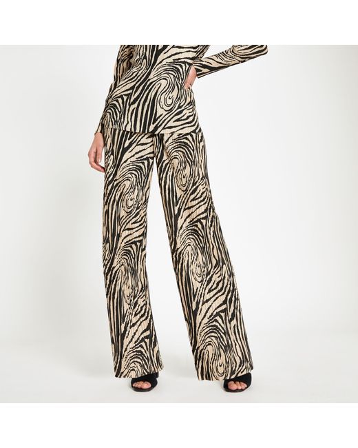 River Island Plisse Zebra Print Wide 