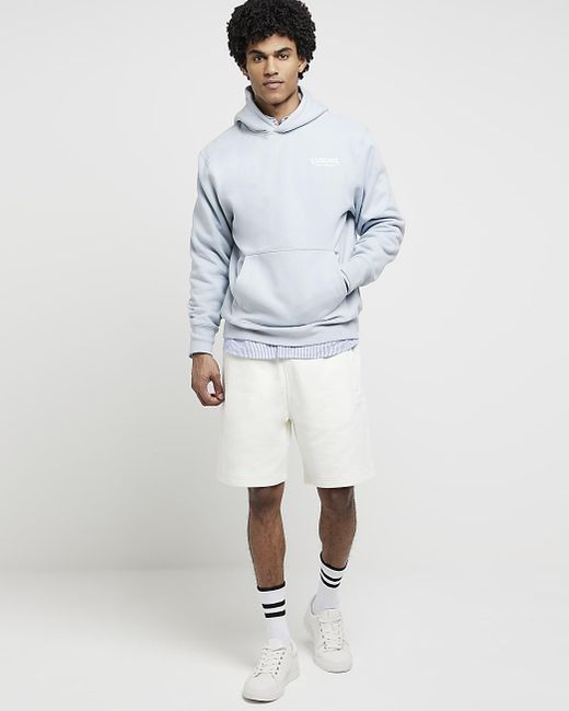 River Island White Graphic Hoodie for men