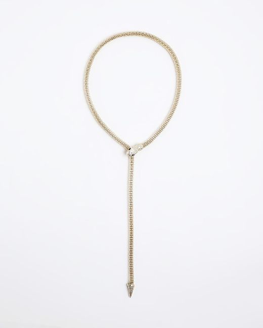 River Island White Gold Snake Layering Necklace