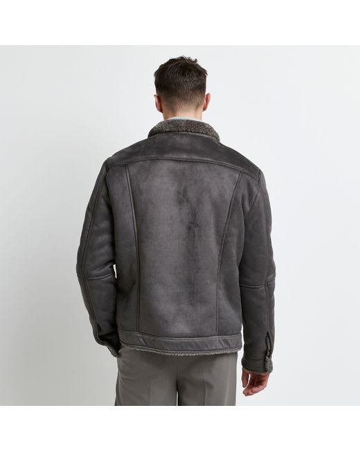 grey borg lined biker jacket