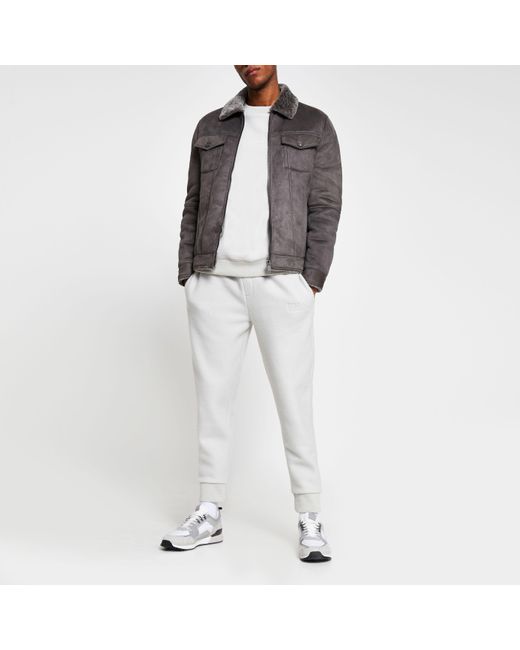 mens grey borg jacket