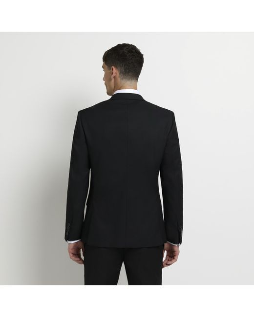 River Island Black Skinny Fit Twill Suit Jacket for men
