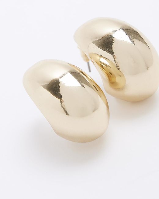 River Island White Gold Domed Hoop Earrings