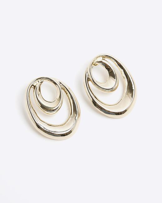 River Island Metallic Gold Large Swirl Stud Earrings
