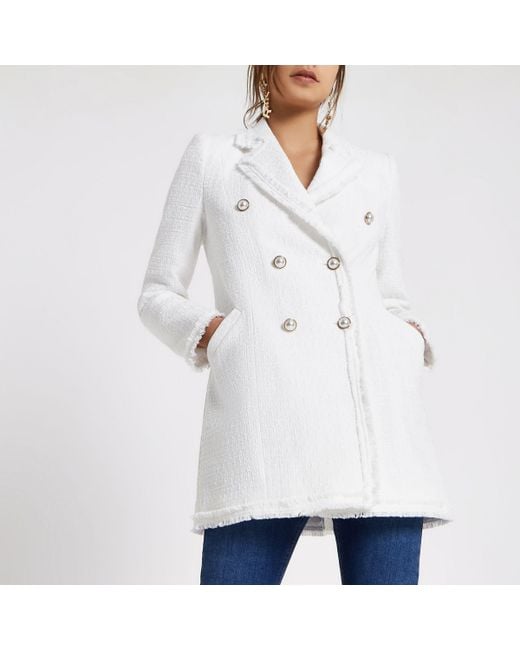 River Island White Boucle Trophy Jacket