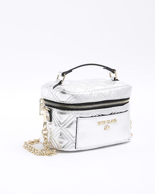 River Island White Quilted Vanity Cross Body Bag